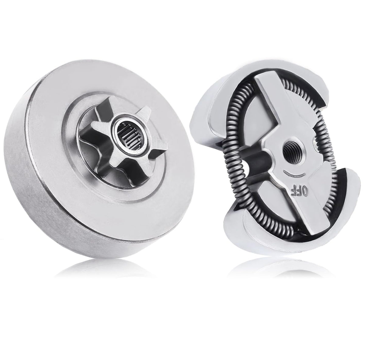 Mtanlo clutch drum assembly with 6T sprocket for Husqvarna 120 enables smooth clutch engagement.