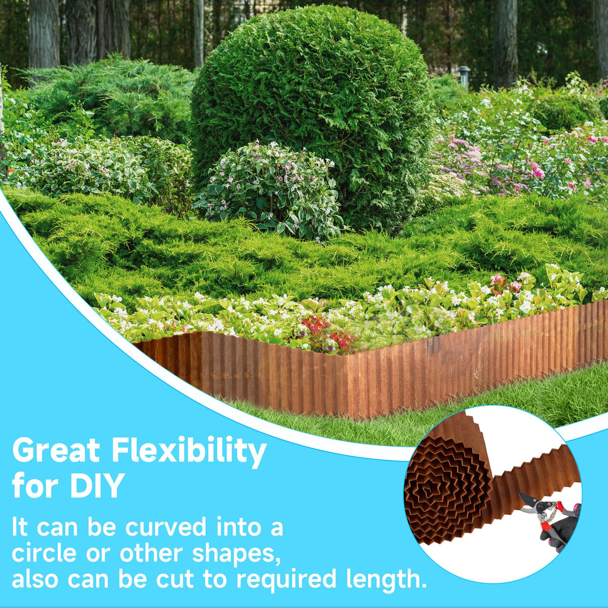 MTART corrugated border along lawn highlights modern landscape styling.