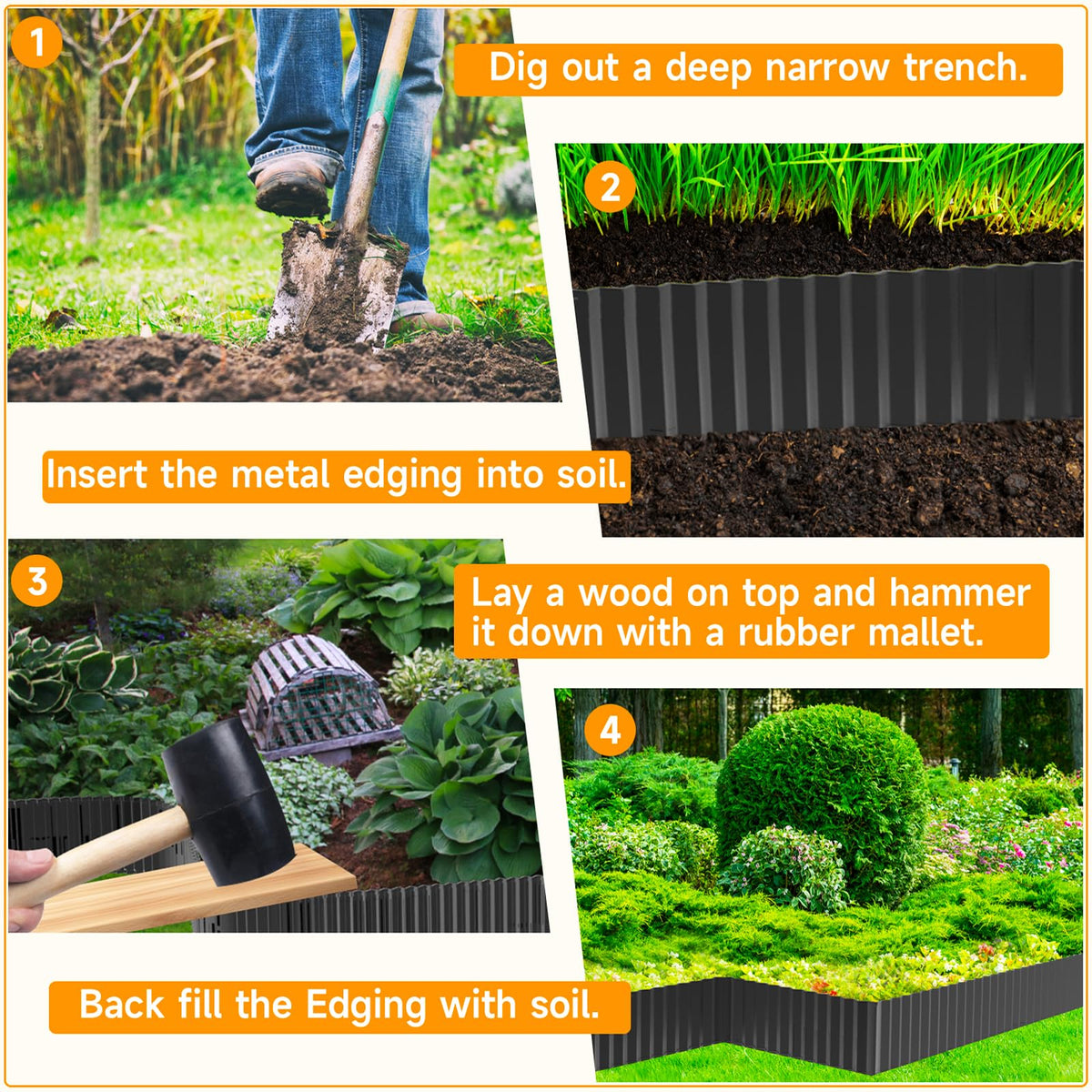MTART edging shows safe hemmed edges for easier handling during installation.
