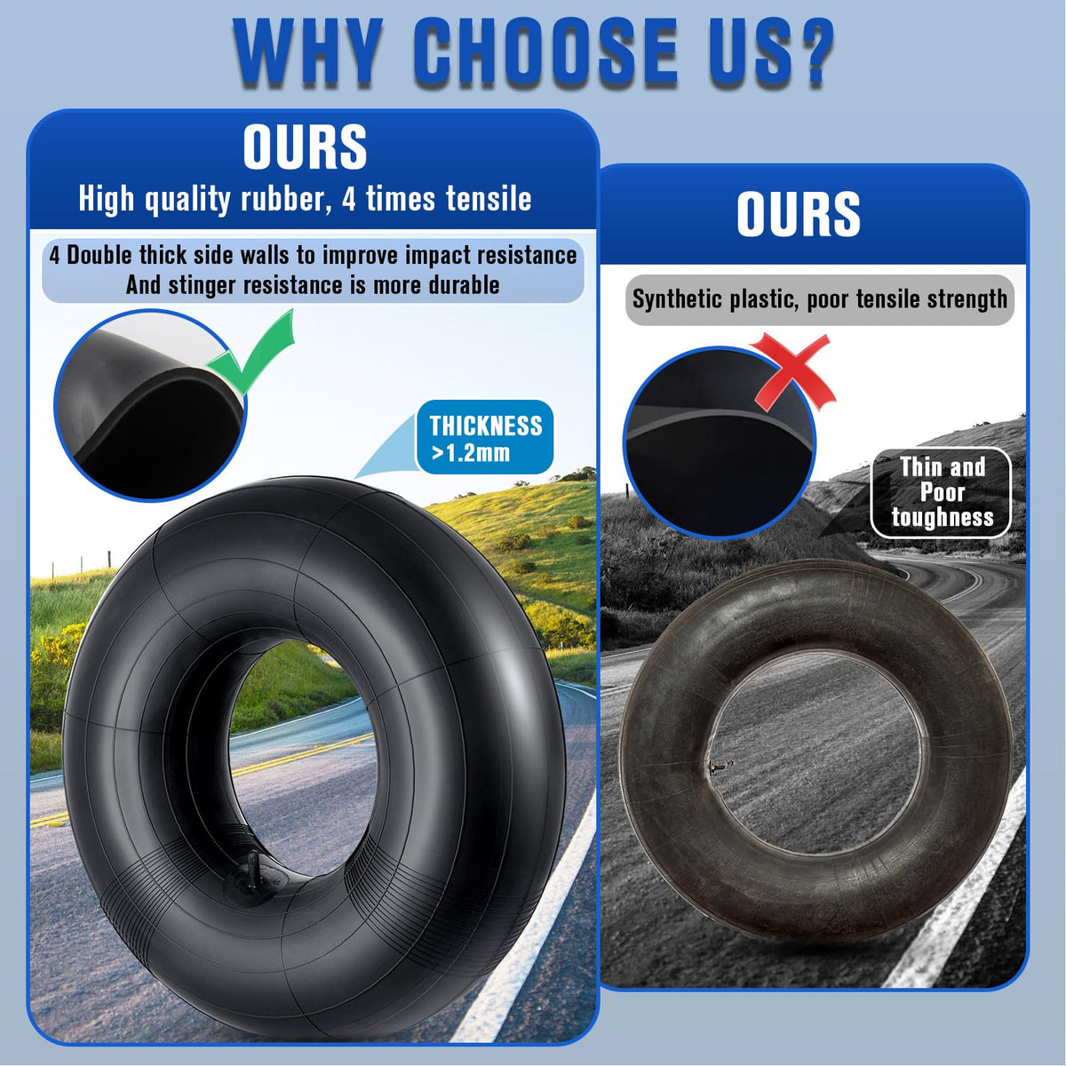 MTAW XEK inner tube compatible with golf cart tires on bench.