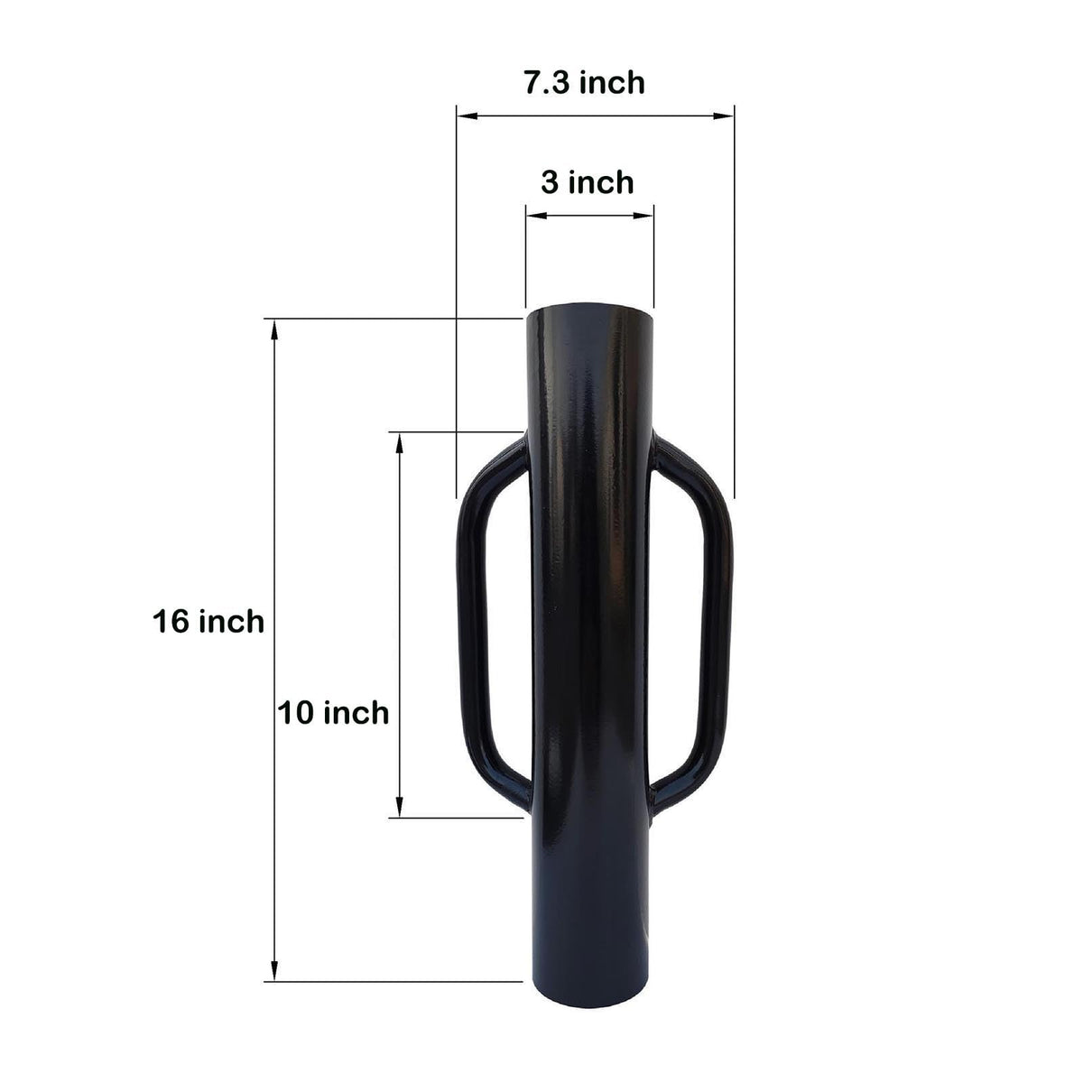 MTB Garden 8lb black iron post rammer aimed at driving steel posts.