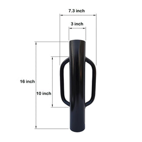 MTB Garden 8lb black iron post rammer aimed at driving steel posts.