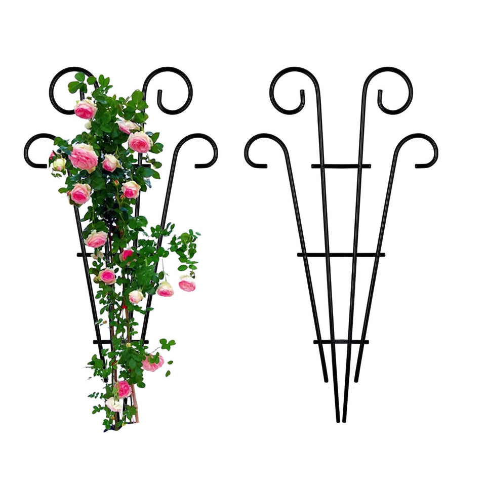 MTB Supply 2-pack 31-inch black-coated wave trellis stakes provide sturdy support for climbing plants.
