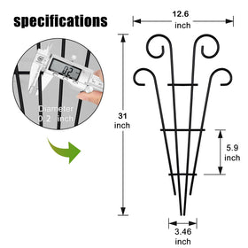 MTB Supply 31-inch wave pot metal trellis stake highlights garden vines while blending with surroundings.