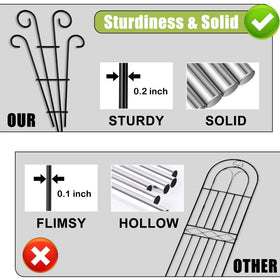 MTB Supply matte-finish trellis stakes support roses and vegetables, keeping growth tidy and upright.