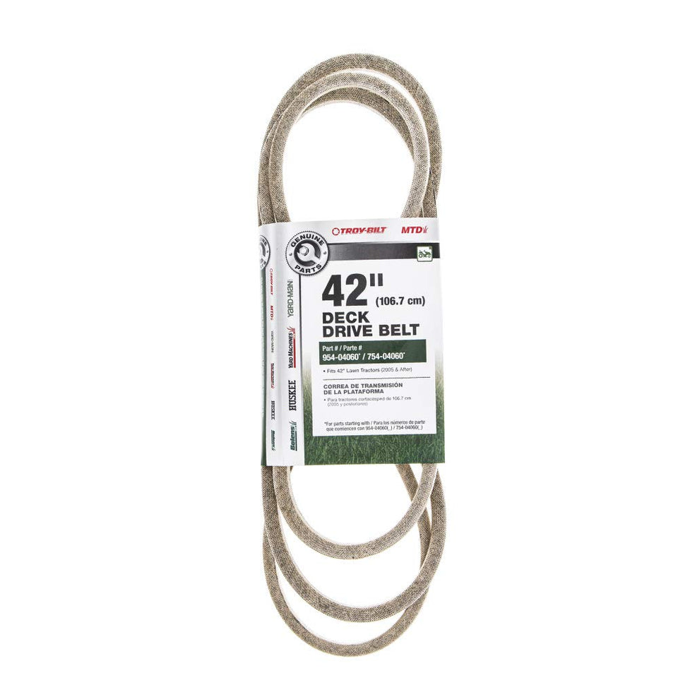 MTD Genuine Part 954-04060c belt for 42-inch deck, smooth mowing compatibility.