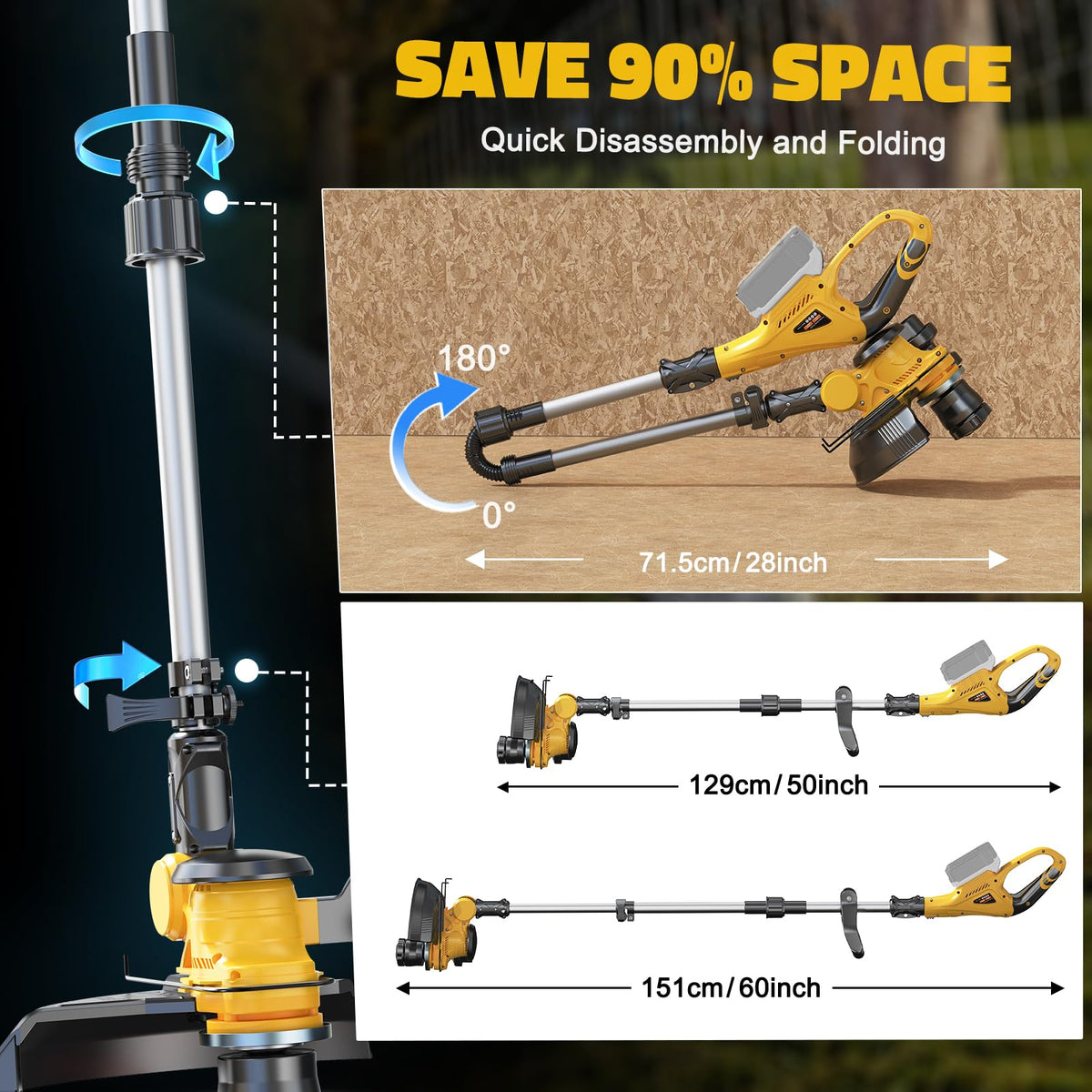 MtiolHig 90-degree adjustable handle reduces strain during trimming.