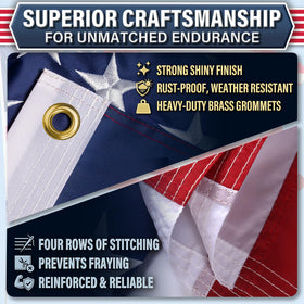 MTKIVI flag with fully embroidered stars for authentic patriotic look.