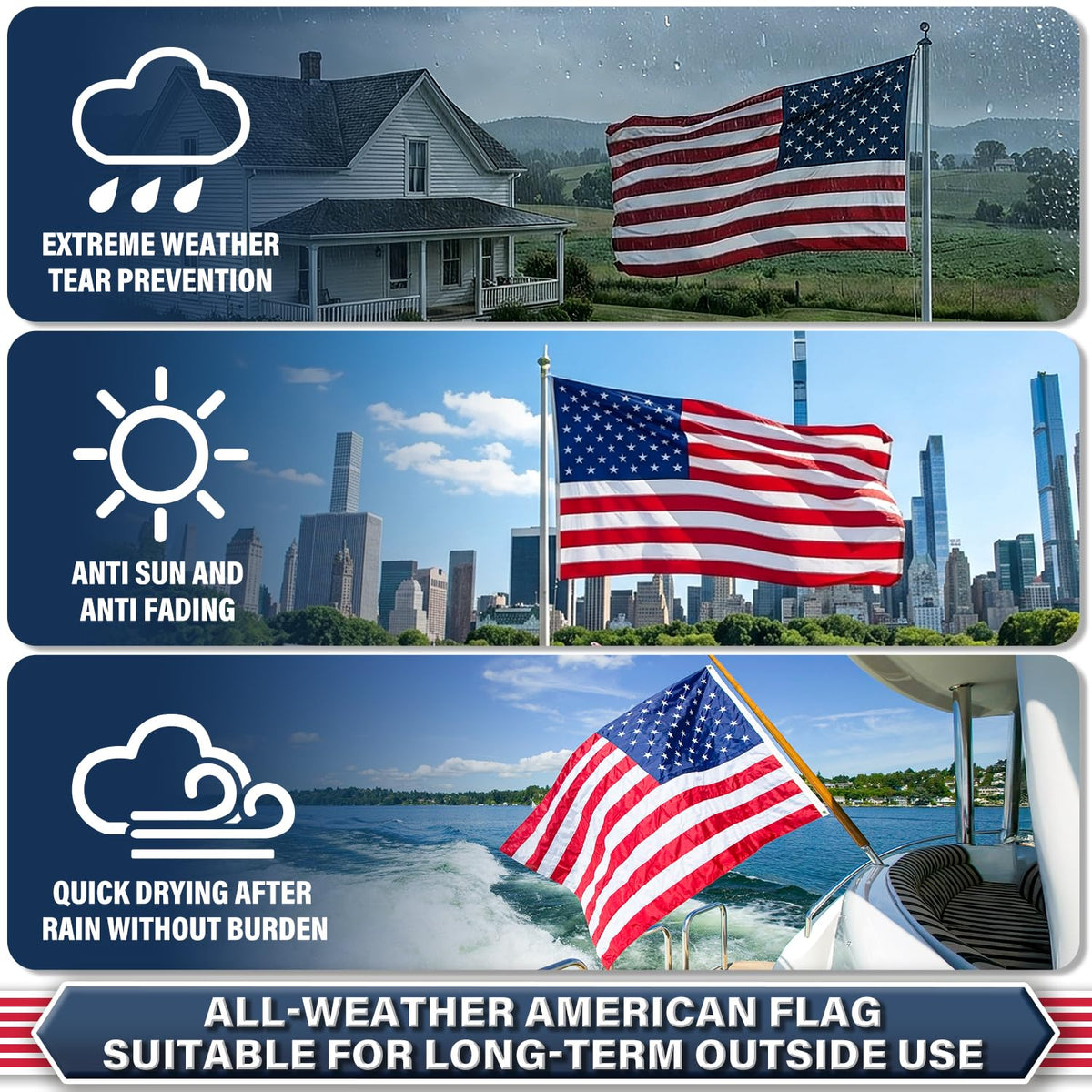 MTKIVI flag suitable for both indoor and outdoor patriotic displays.