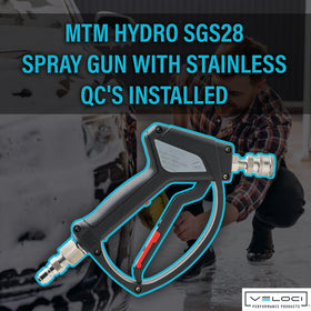 MTM Hydro SGS28 trigger gun with hose swivel reduces tangling during washing