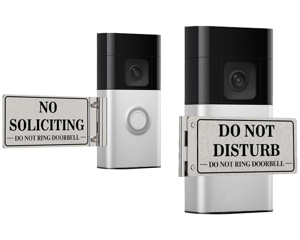 MtMinn metal doorbell cover with no soliciting sign for front door, quiet nap times.