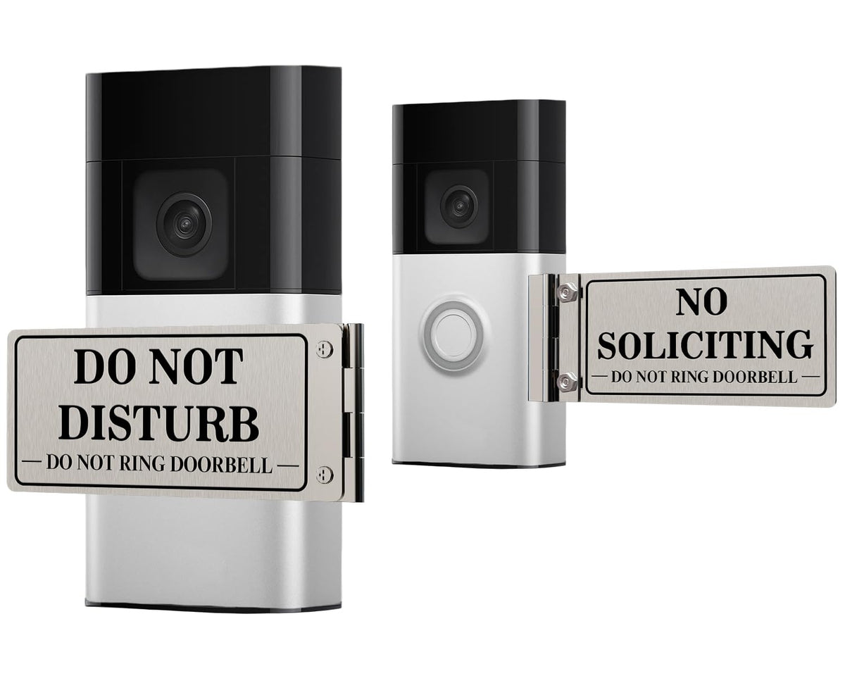 MtMinn metal doorbell cover beside the front door signals no interruptions during naps.