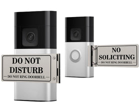 MtMinn metal doorbell cover beside the front door signals no interruptions during naps.