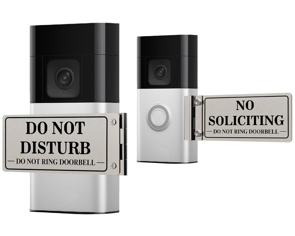 MtMinn metal doorbell cover beside the front door signals no interruptions during naps.