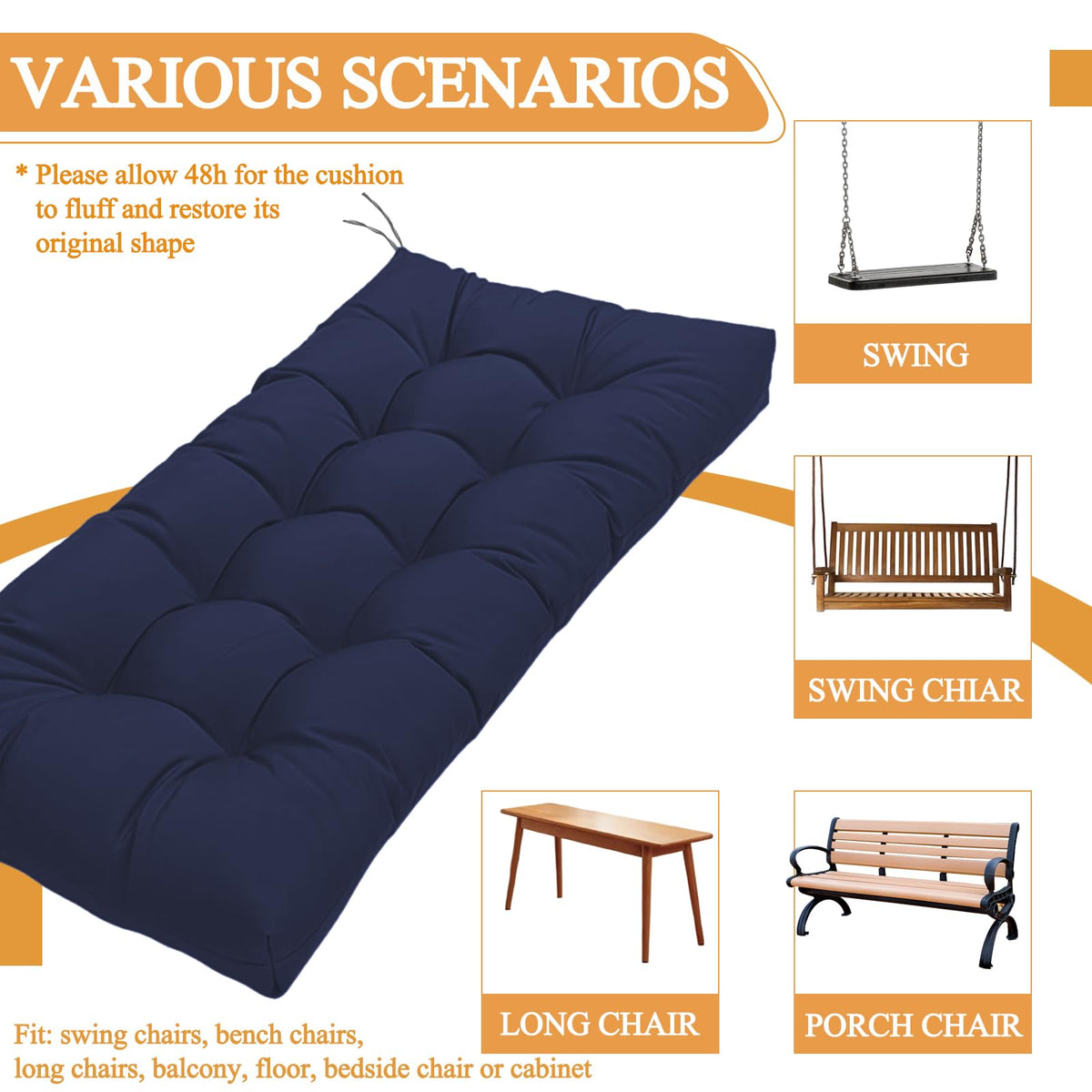 MTMR durable ties secure cushion on porch bench for stability.