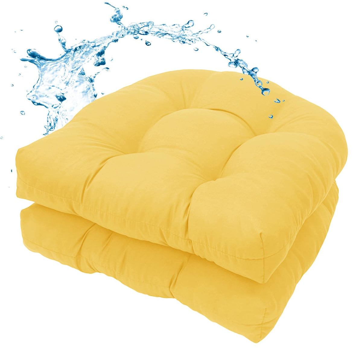 MTMR outdoor chair cushions, yellow tufted 19x19, weather-ready comfort for patio seating.