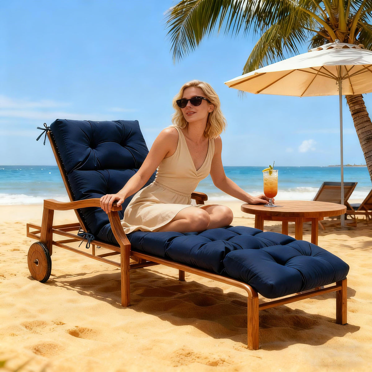 MTMR patio chair cushion showing non-slip bottom for secure outdoor seating.