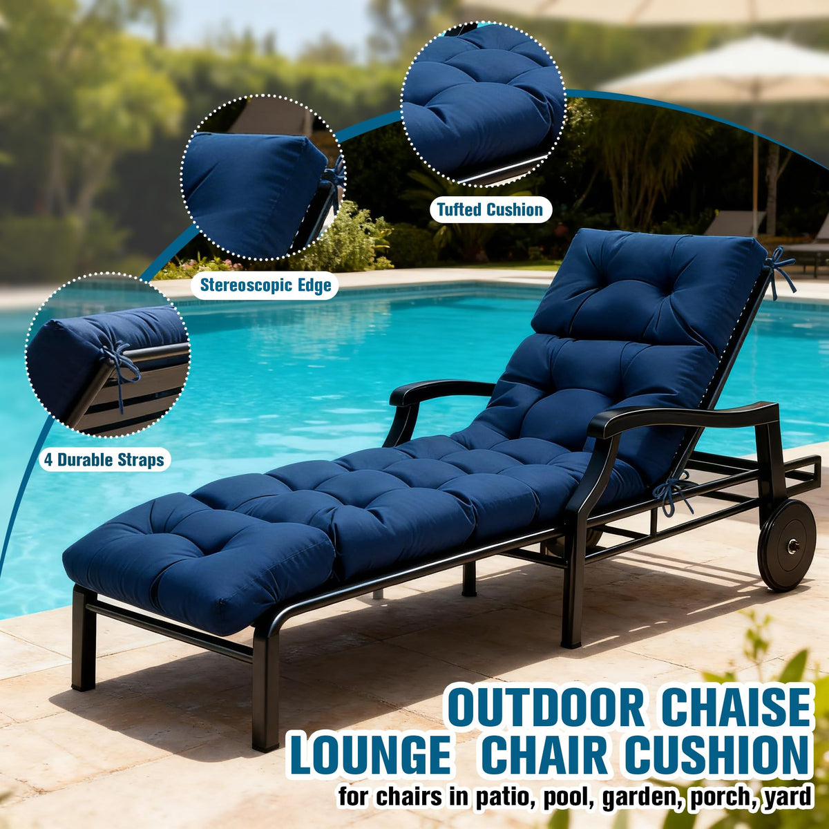 MTMR poolside cushion withstands sun and splashes with UV resistance.