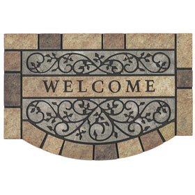 MTOUOCK 24x36 welcome mat with stone-border scroll, durable for outdoor entrances.