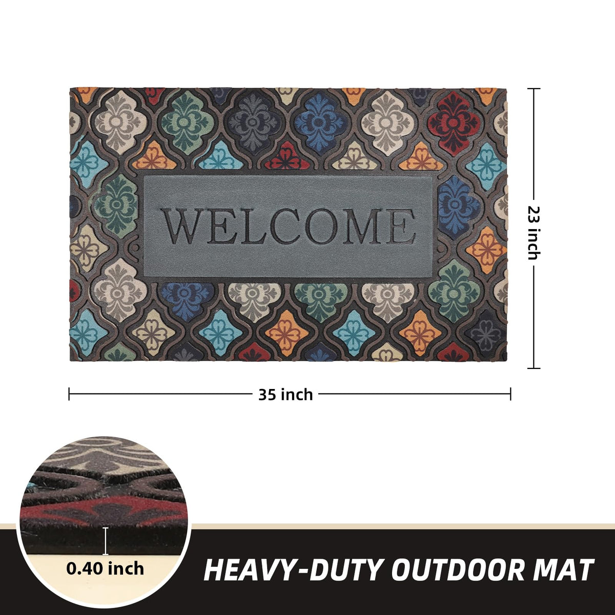 MTOUOCK 36-by-24 mat on porch resists weather and stays put