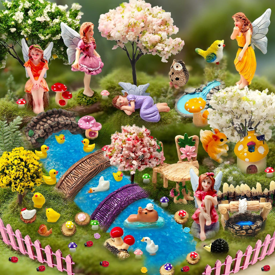 MTWENWENZY miniature fairy garden accessories kit for terrariums and dollhouses