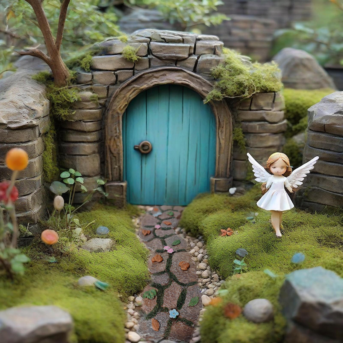 MUAMAX Cobblestone path with moss adds realistic charm.