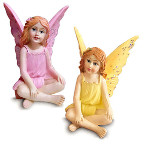MUAMAX Fairy Garden figurine in a colorful dress for outdoor décor.