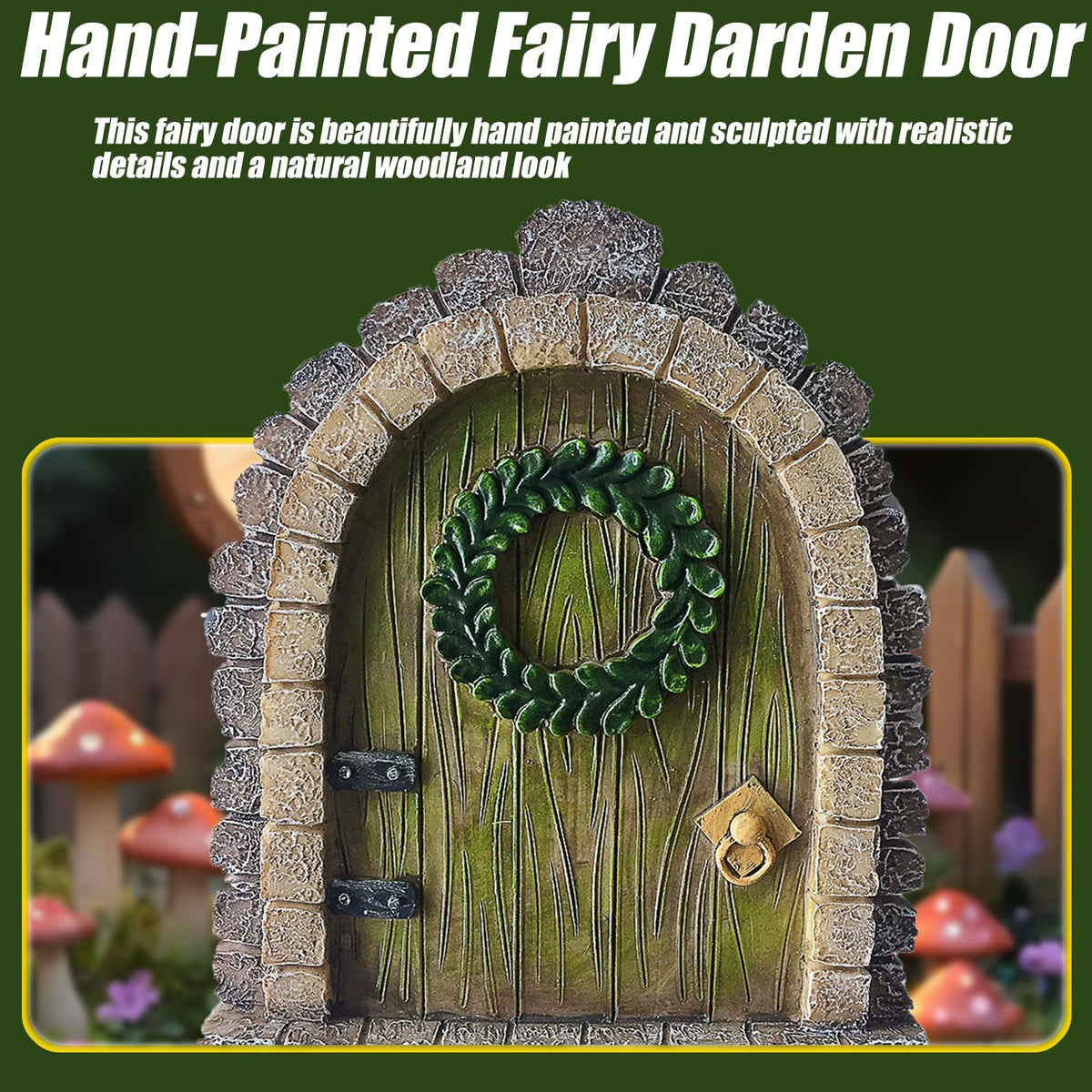 MUAMAX Garden Fairy Door on fence rockery creates a focal point