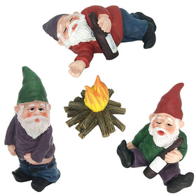 MUAMAX peeing gnome adds playful whimsy to an outdoor garden.