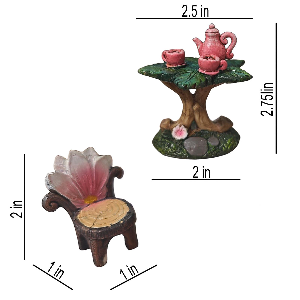 MUAMAX wooden-look chair complements tiny fairy set for realistic garden decor