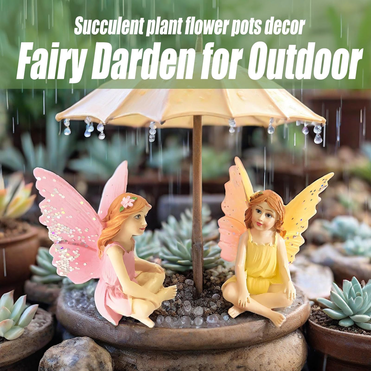 MUAMAX resin miniature fairy with vibrant colors for fairy houses.