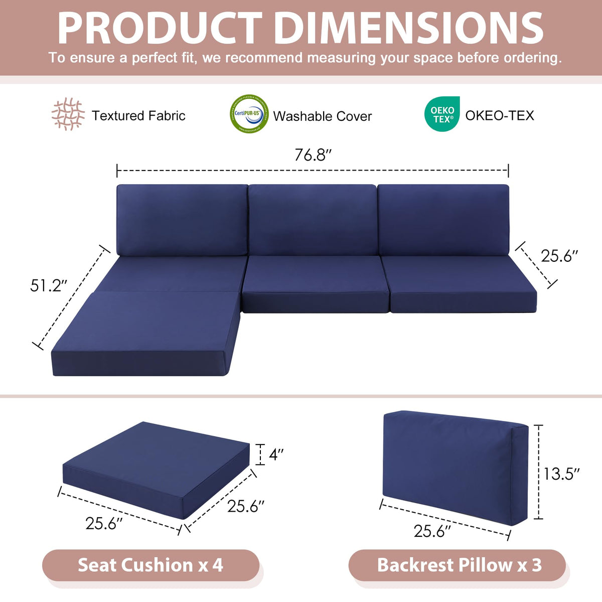 MuaMelop back pillows closeup show plush support for lounging.