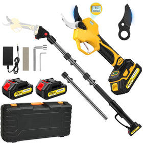 MuatCtarom electric pruning shears with extended pole for high-branch pruning.