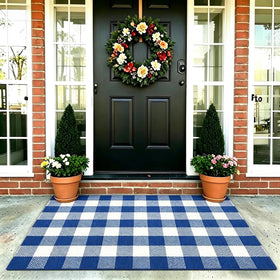 MUBIN blue and white outdoor rug ideal for porches and entryways