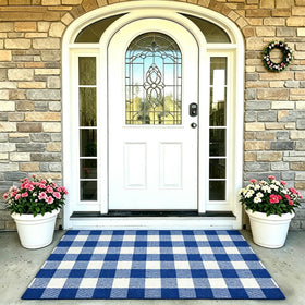MUBIN cotton buffalo plaid rug for front door offering soft comfort and durable everyday use