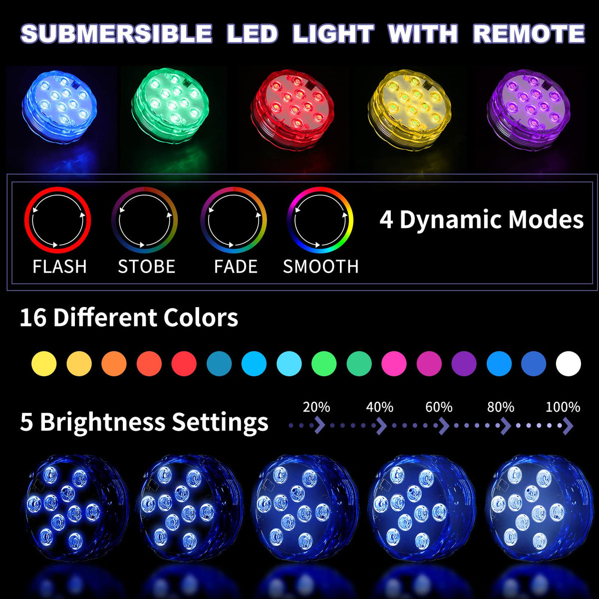Mudder offers 16 color options and adjustable brightness for mood lighting.