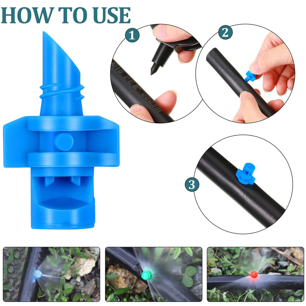 Mudder 360-degree red sprinkler head provides full irrigation