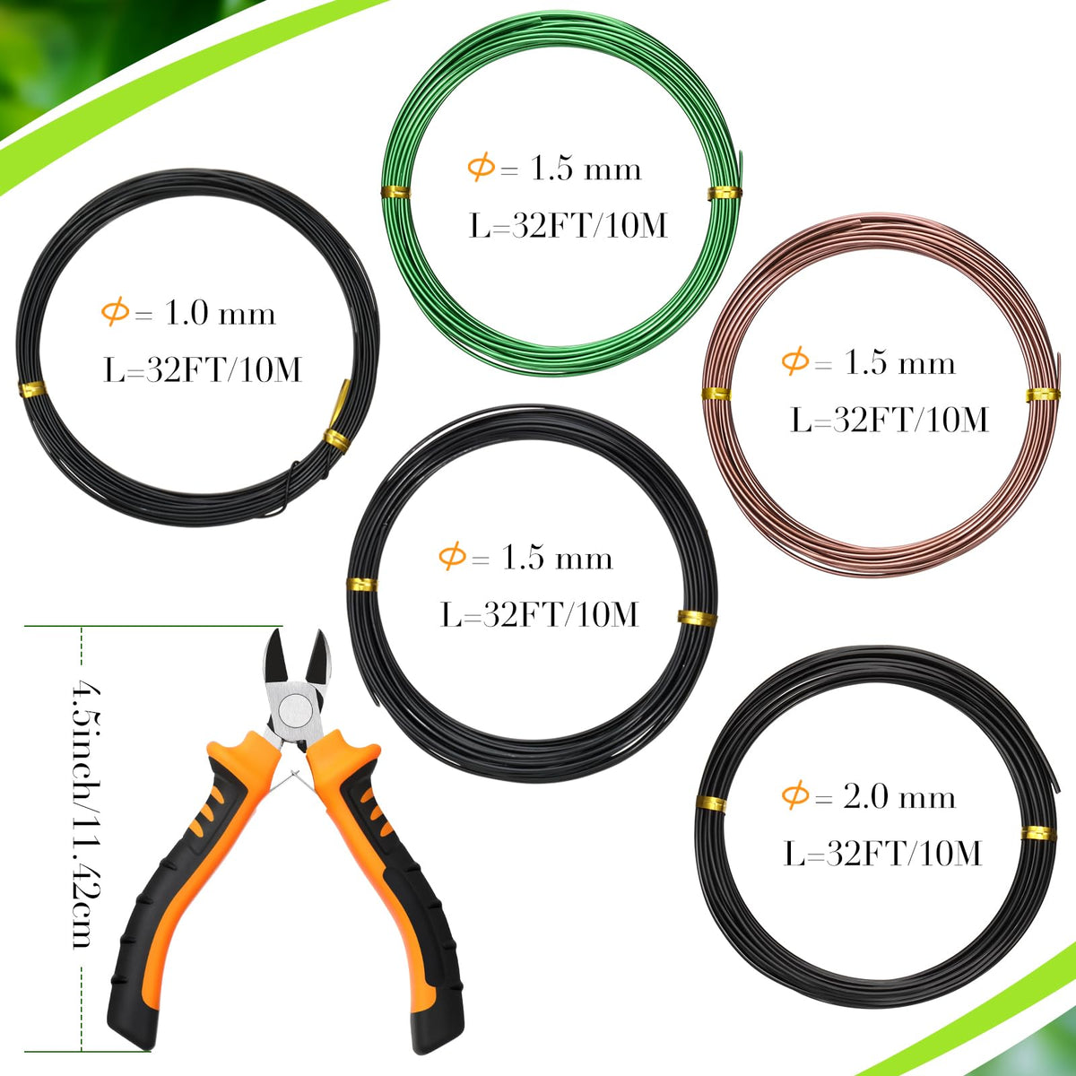 Mudder five-color aluminum bonsai wires for versatile styling