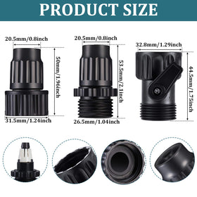Mudder female and male hose connectors shown for secure, tool-free fitting.