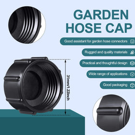 Mudder garden hose cap demonstrates threaded end for easy, tool-free tightening
