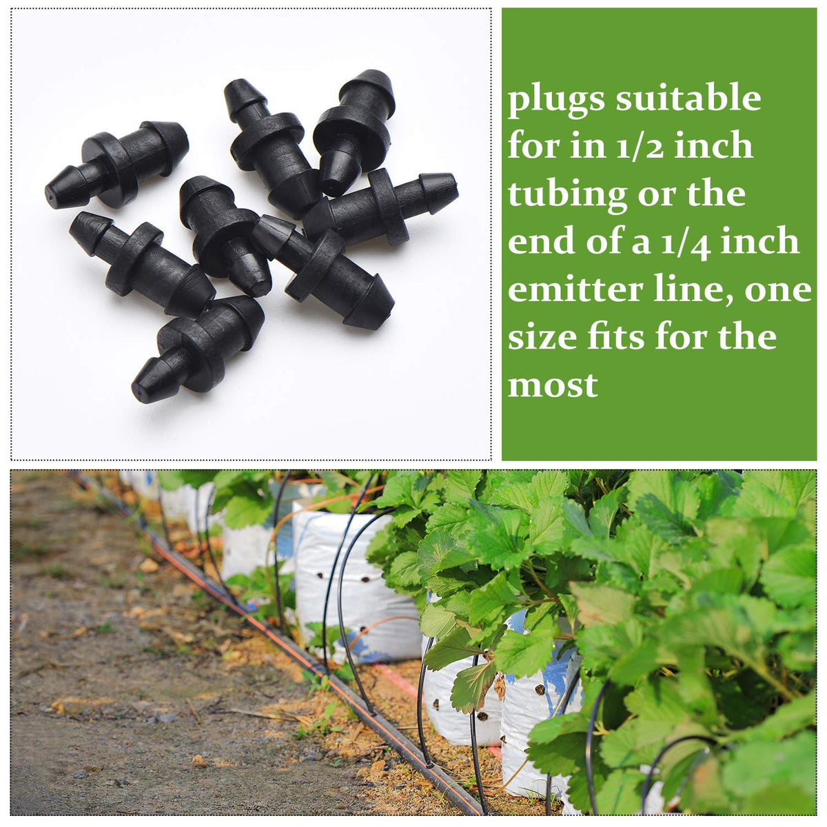 Mudder goof plugs end-cap on 1/4 inch emitter line for tidy ends