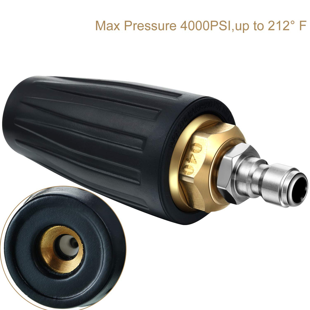 Mudder 1/4 inch quick connector plug for fast wand attachment.
