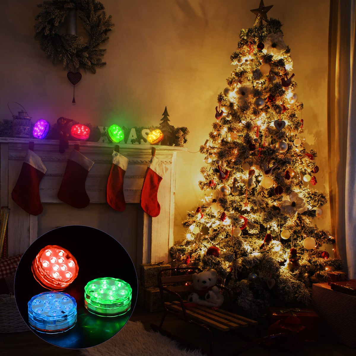Mudder lights support versatile use in pools, fountains, vases, and bathtubs.