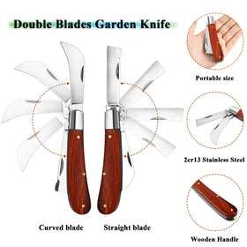 Mudder garden knife wooden handle offers comfortable grip during cuts