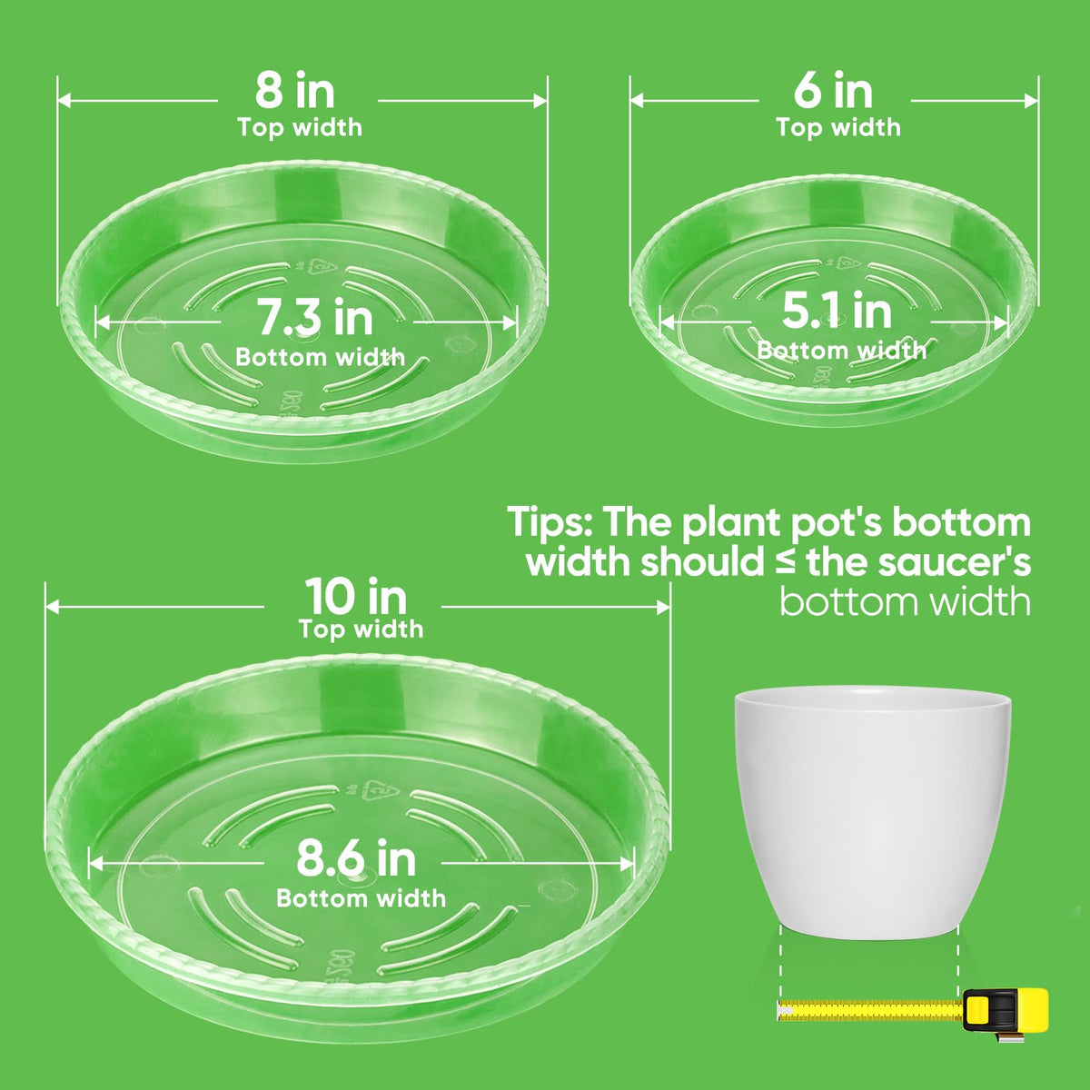 MUDEELA 10-inch thick plant saucer provides stable support for large pots.