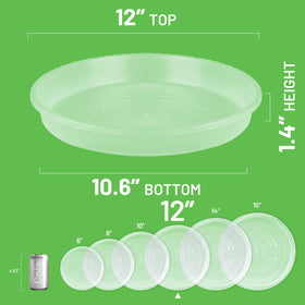 MUDEELA 12-inch clear plant saucer, stacked pack for multiple plants.