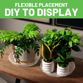 MUDEELA 12-inch clear plant saucer waterproof design catches drips and overflow.
