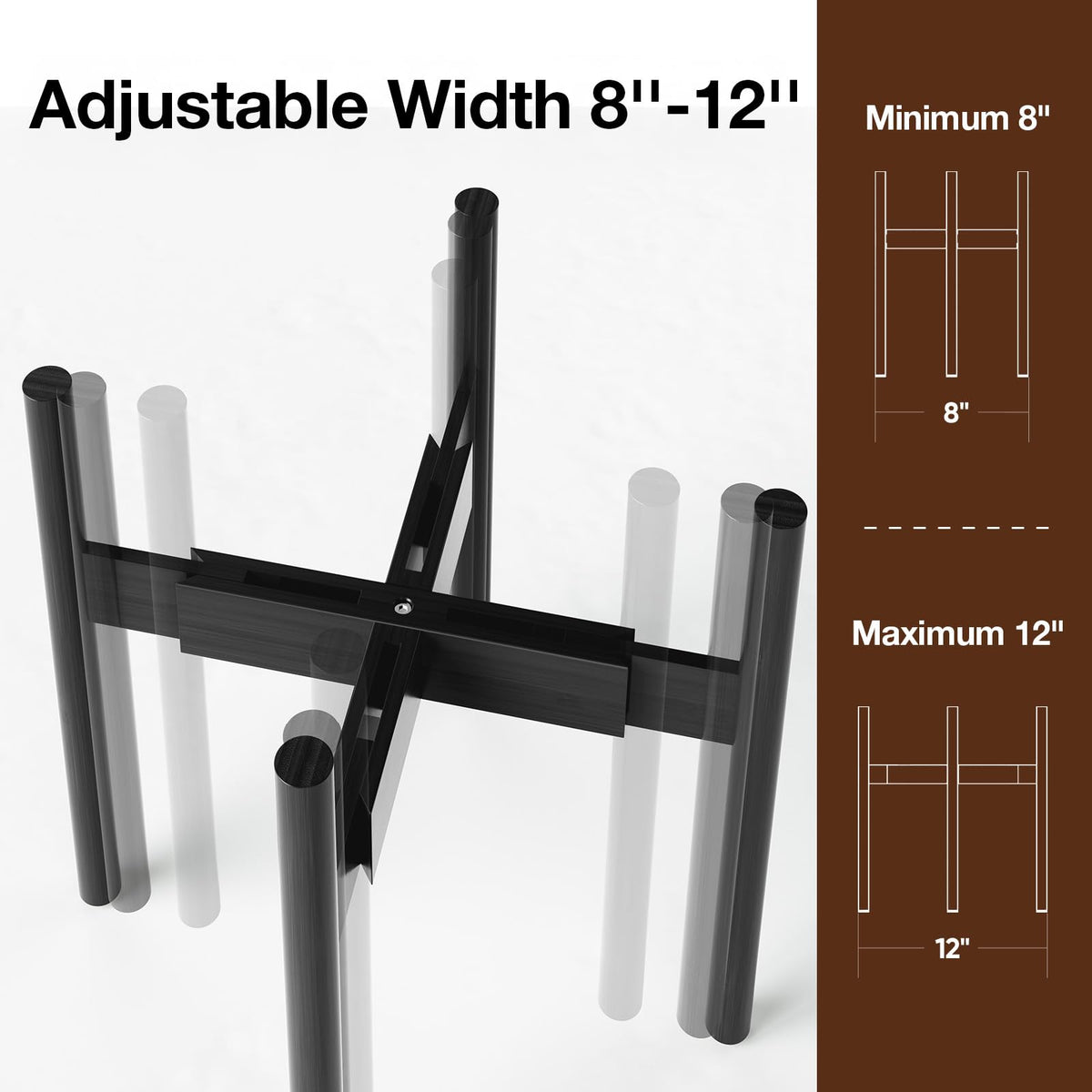 MUDEELA indoor stand with mid-century modern vibe in black finish.