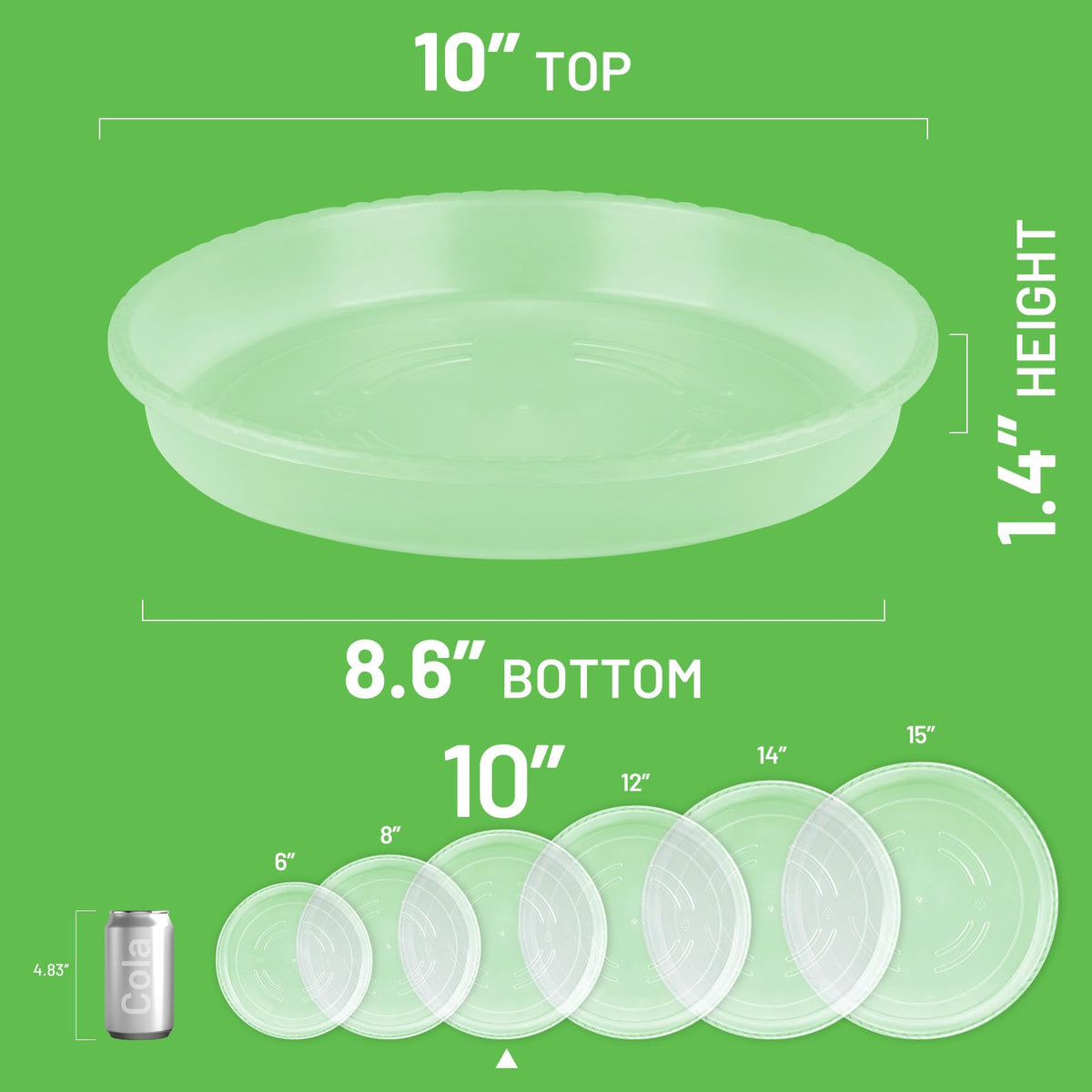 MUDEELA clear plant saucer side angle highlights thick walls and durability