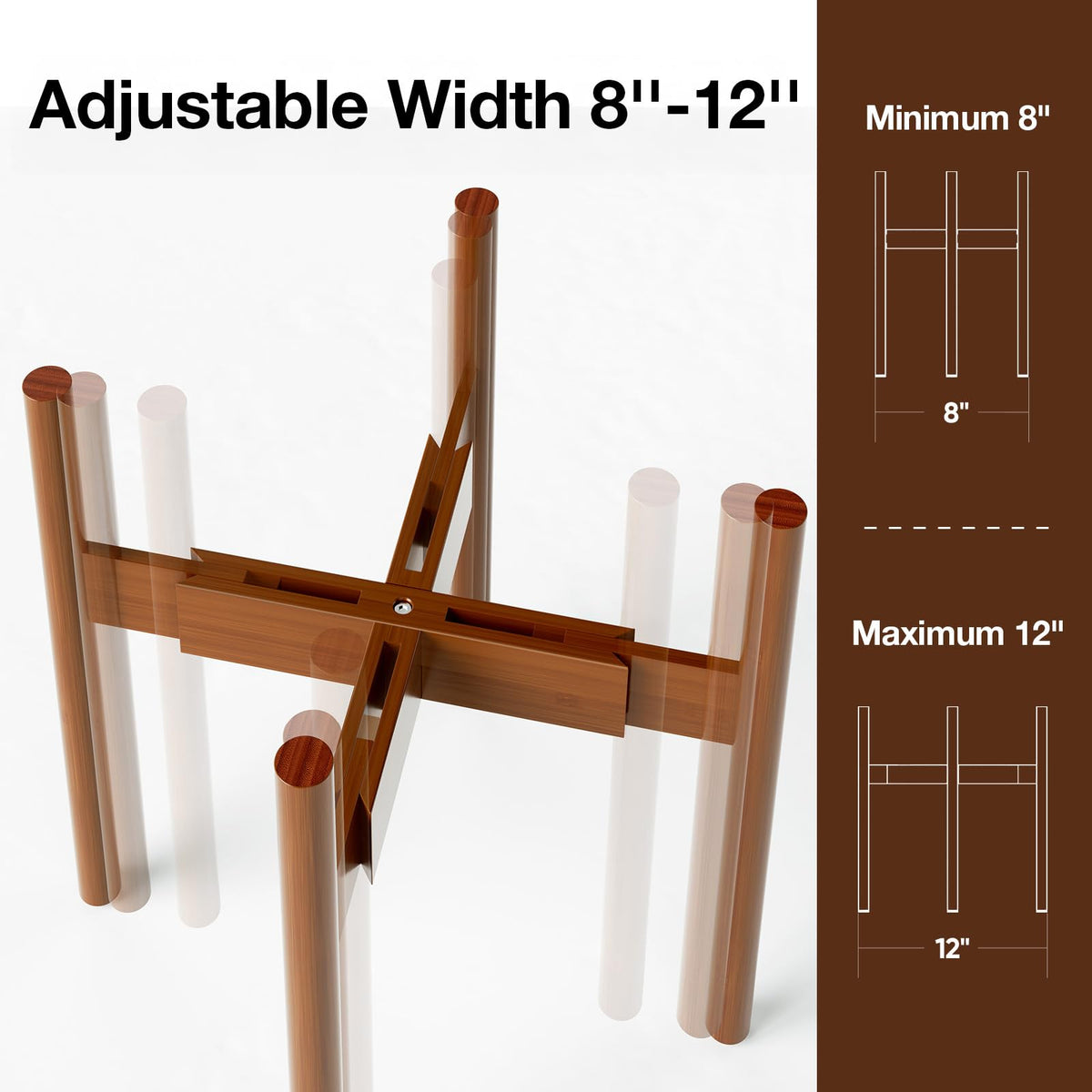 MUDEELA bamboo plant stand fits 8–12 inch pots for flexible indoor displays.